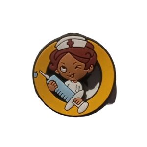 Winking Nurse With Needle Shoe Charm